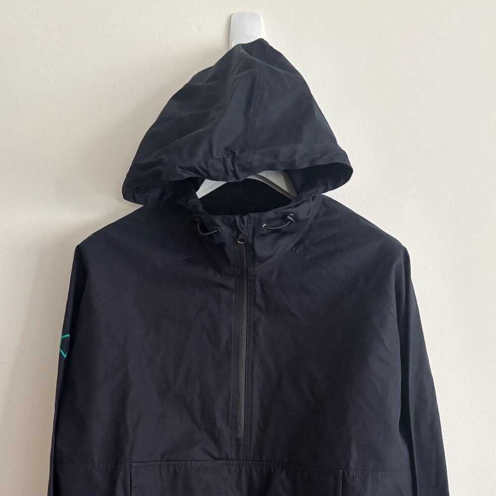 $650 Ecologyst Navy Blue Ventile Quarter Zip Hooded Waterproof Anorak Jacket- XL